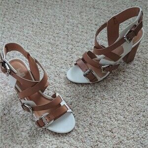 Sigerson Morrison white & brown beet sandals size 36.5